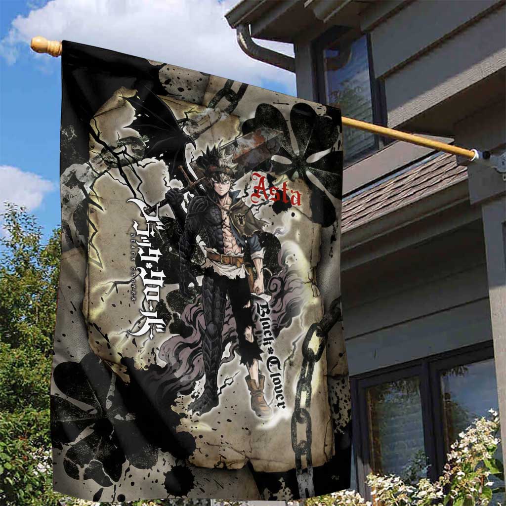 Asta Black Clover Garden Flag Grunge Anime Style with Gothic Clover Symbolism