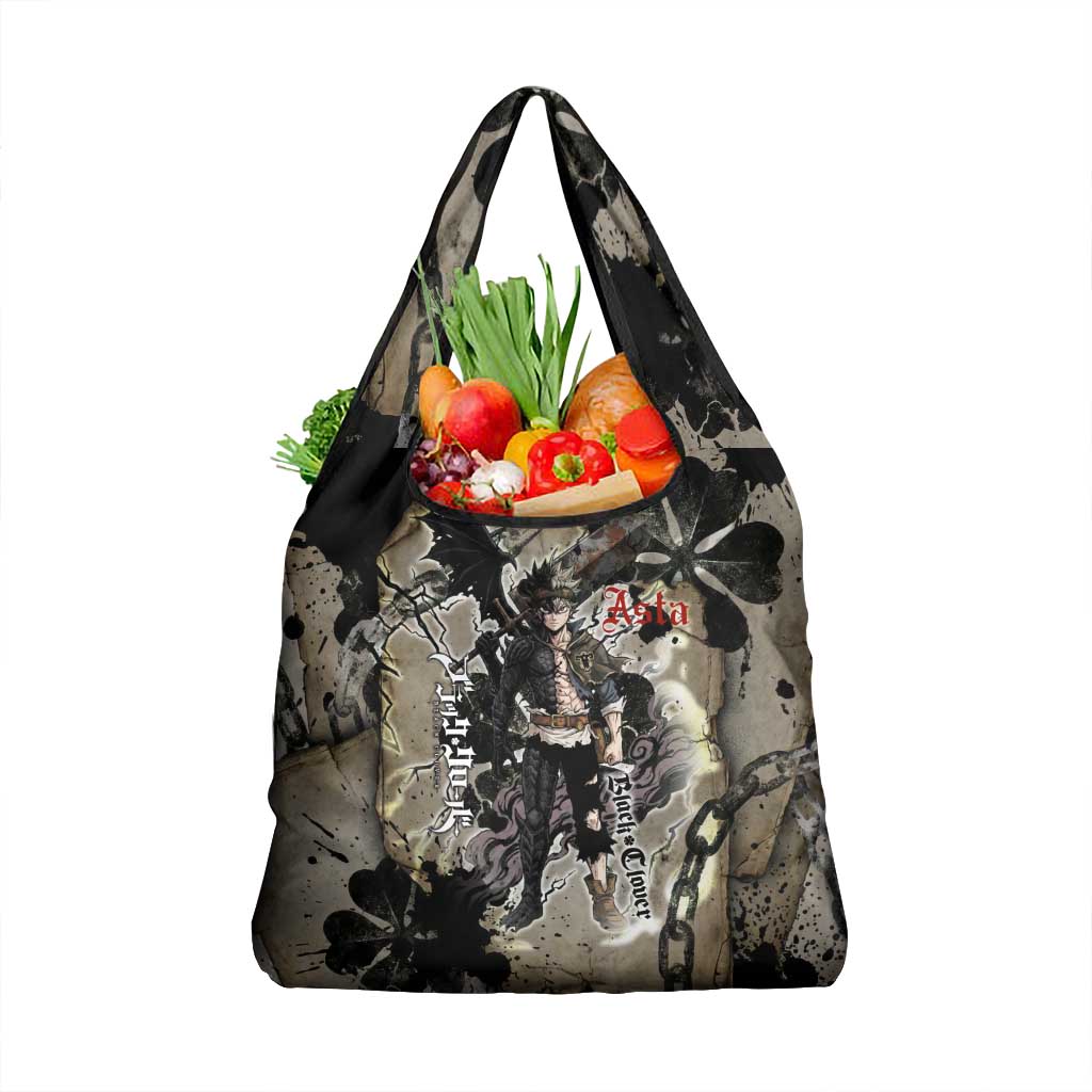 Asta Black Clover Grocery Bag Grunge Anime Style with Gothic Clover Symbolism