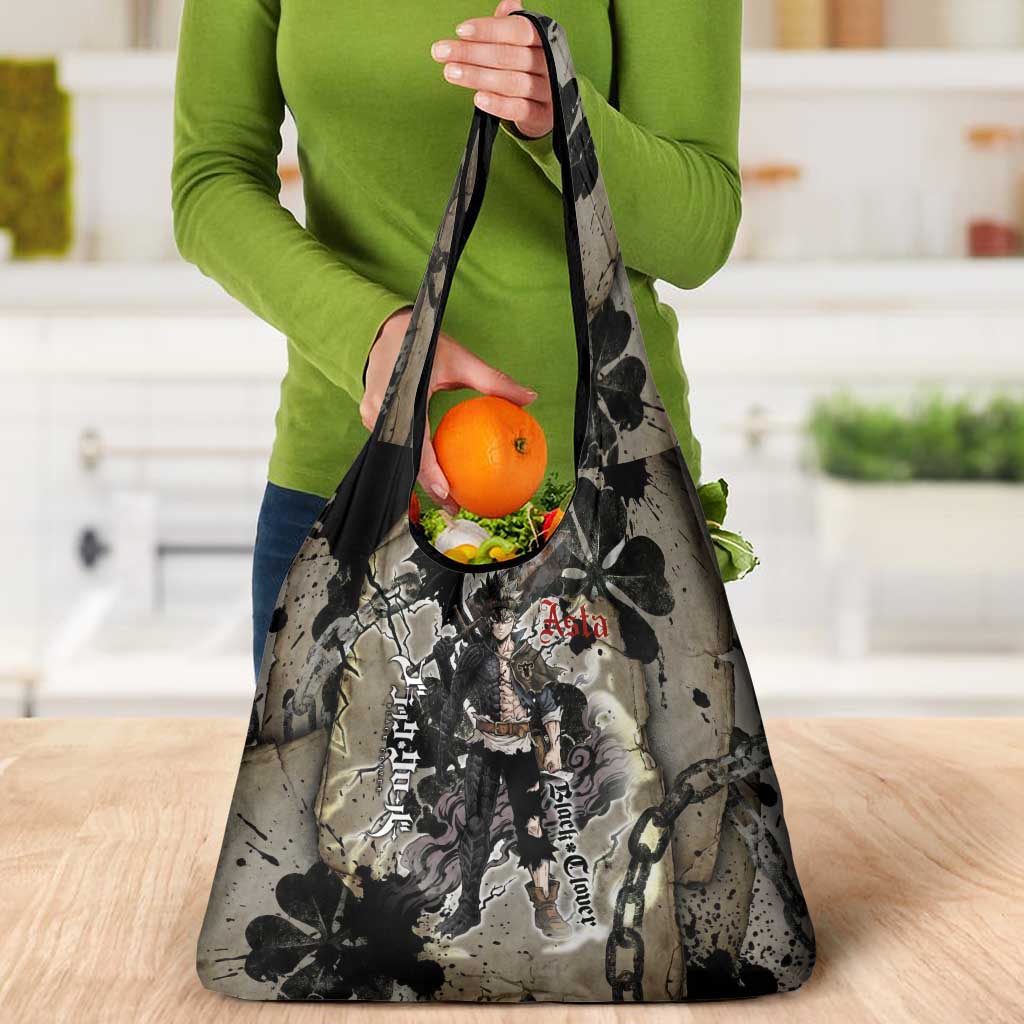 Asta Black Clover Grocery Bag Grunge Anime Style with Gothic Clover Symbolism