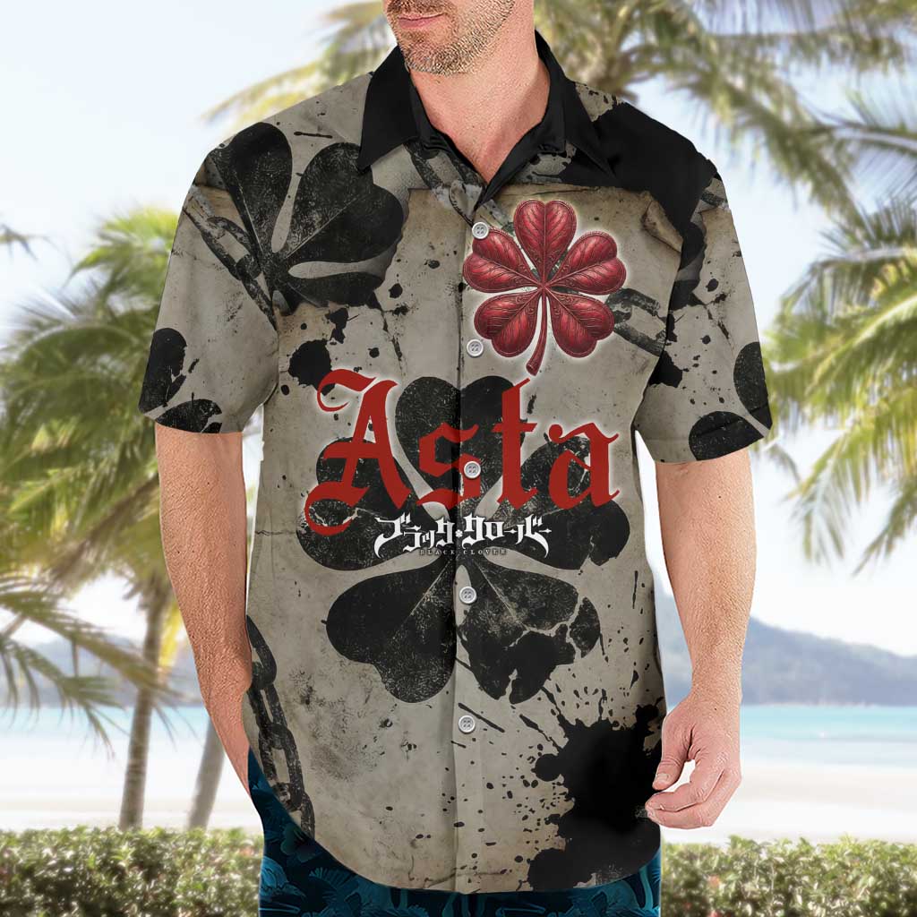 Asta Black Clover Hawaiian Shirt Grunge Anime Style with Gothic Clover Symbolism