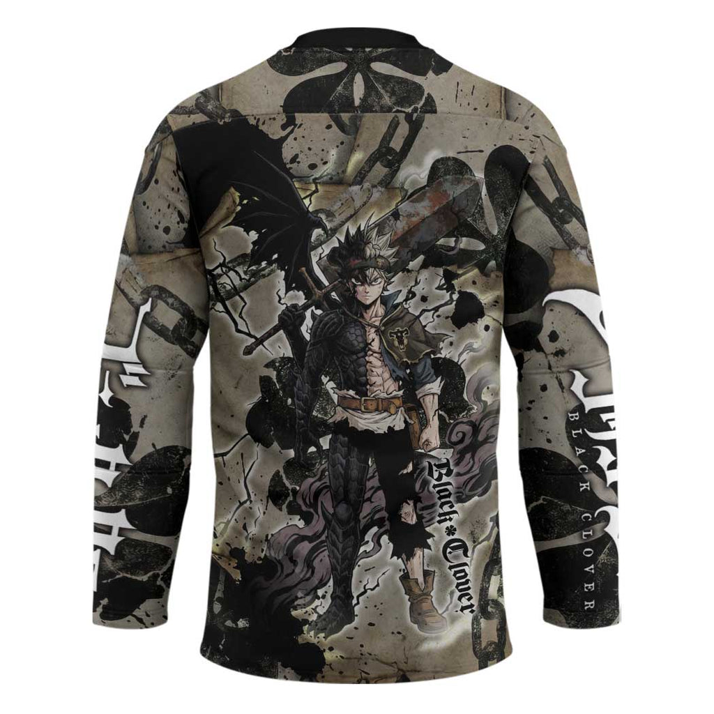 Asta Black Clover Hockey Jersey Grunge Anime Style with Gothic Clover Symbolism