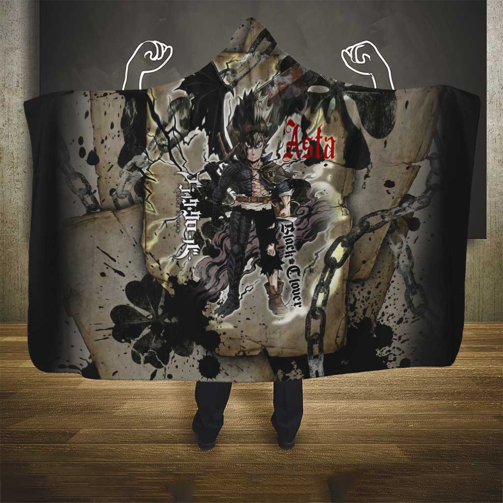 Asta Black Clover Hooded Blanket Grunge Anime Style with Gothic Clover Symbolism