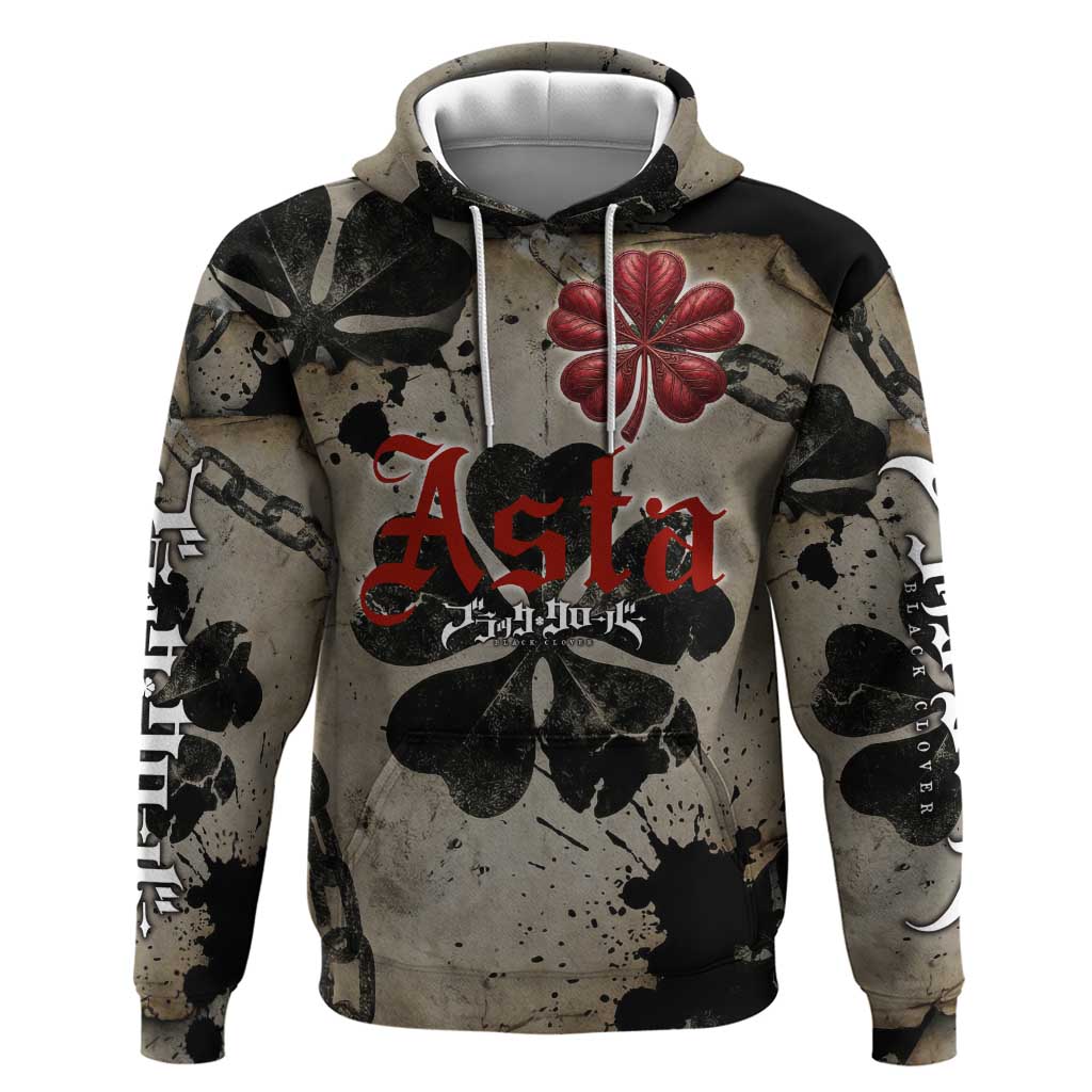 Asta Black Clover Hoodie Grunge Anime Style with Gothic Clover Symbolism