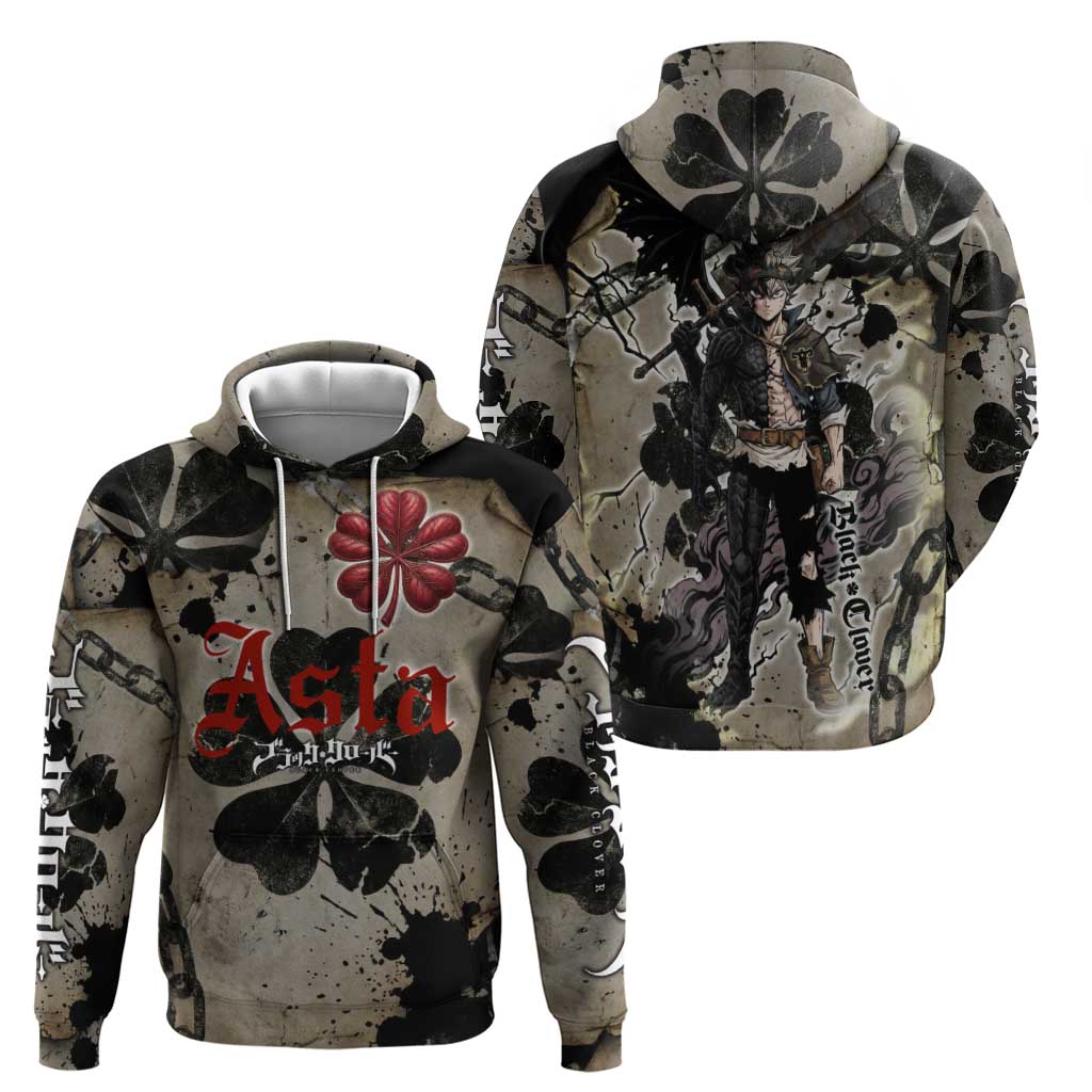 Asta Black Clover Hoodie Grunge Anime Style with Gothic Clover Symbolism