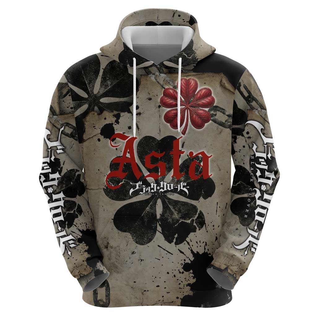 Asta Black Clover Hoodie Grunge Anime Style with Gothic Clover Symbolism