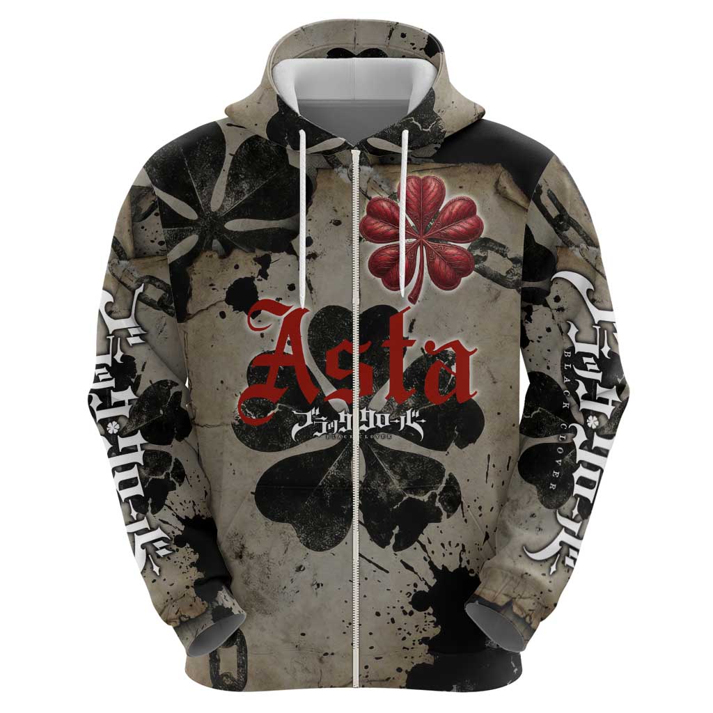 Asta Black Clover Hoodie Grunge Anime Style with Gothic Clover Symbolism