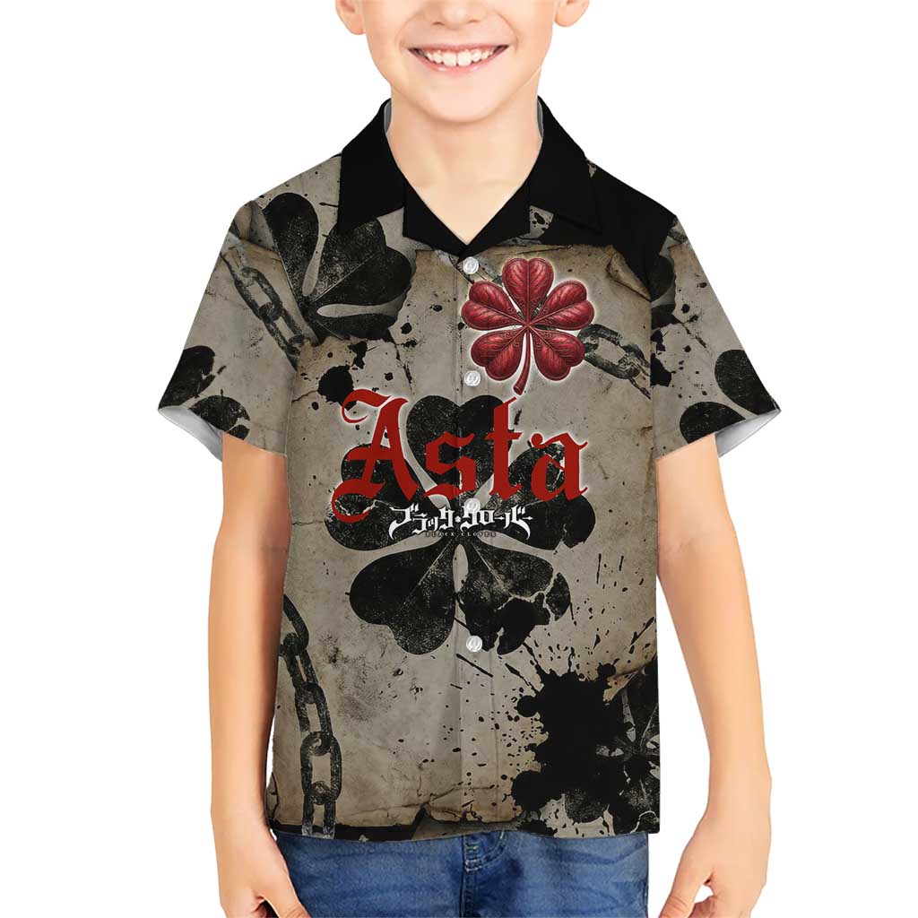 Asta Black Clover Kid Hawaiian Shirt Grunge Anime Style with Gothic Clover Symbolism