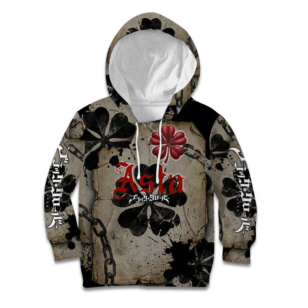 Asta Black Clover Kid Hoodie Grunge Anime Style with Gothic Clover Symbolism