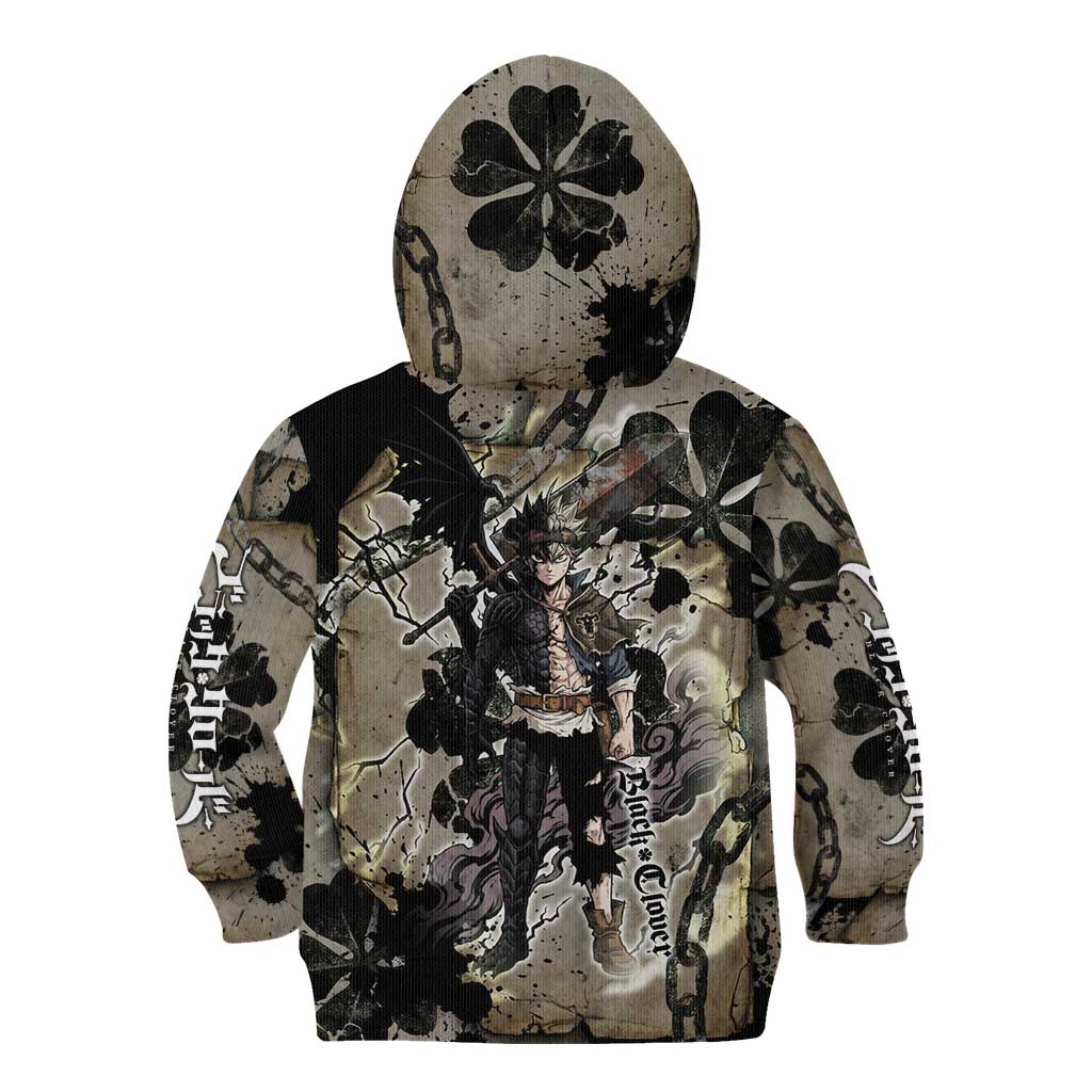 Asta Black Clover Kid Hoodie Grunge Anime Style with Gothic Clover Symbolism