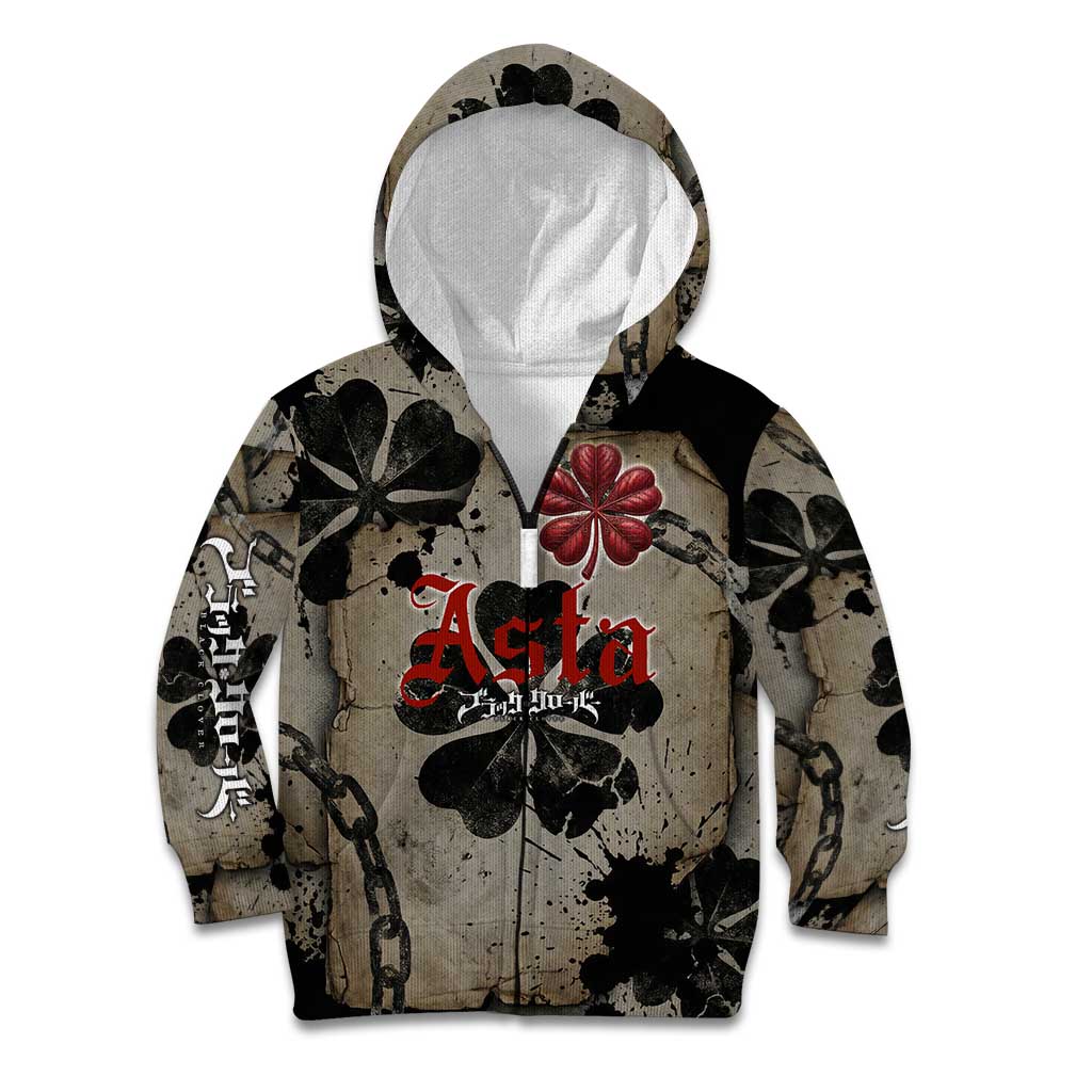 Asta Black Clover Kid Hoodie Grunge Anime Style with Gothic Clover Symbolism