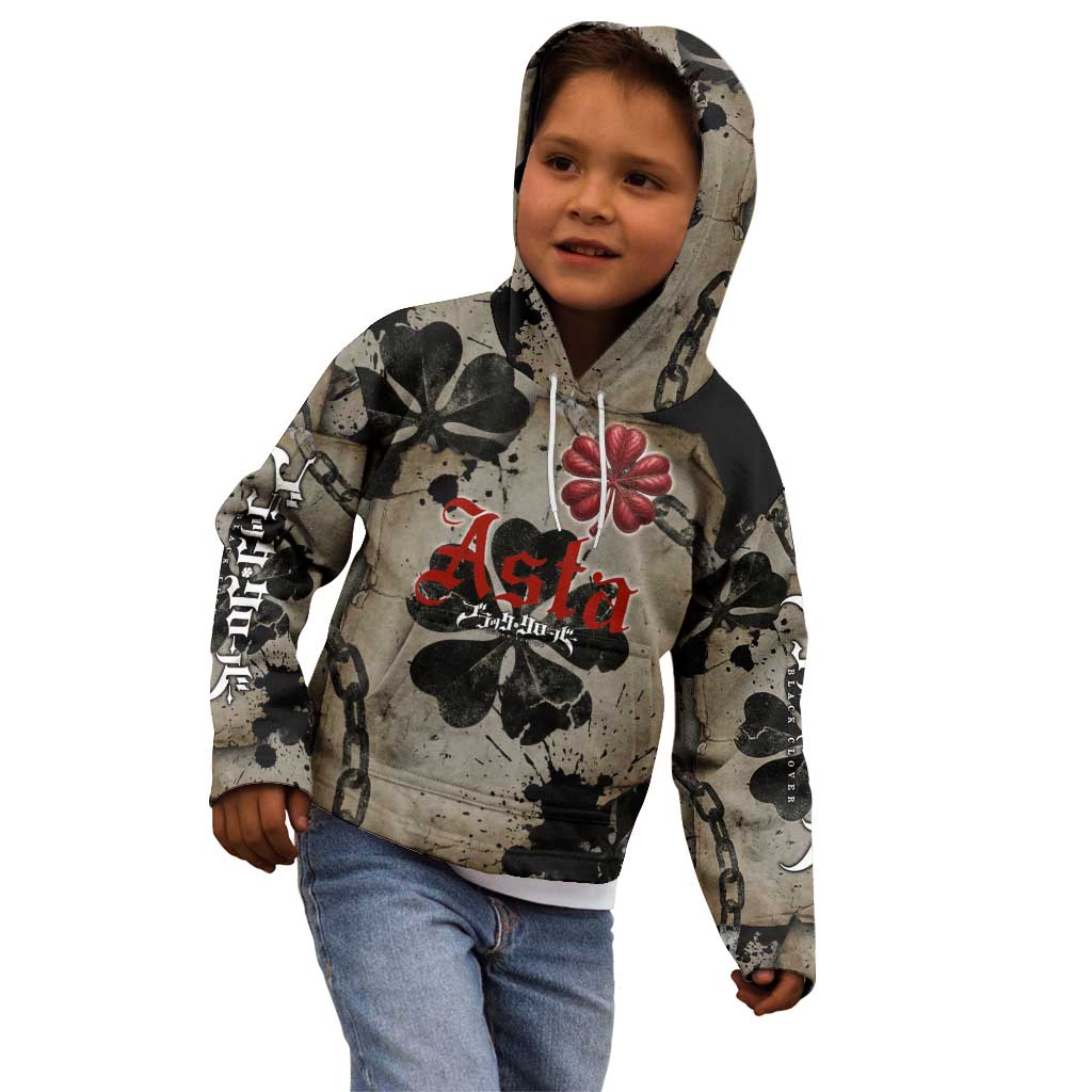 Asta Black Clover Kid Hoodie Grunge Anime Style with Gothic Clover Symbolism