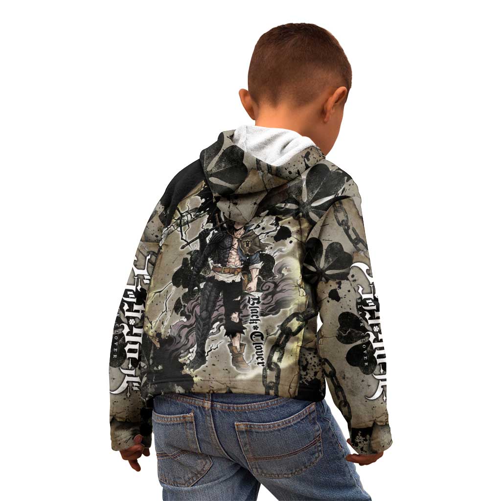 Asta Black Clover Kid Hoodie Grunge Anime Style with Gothic Clover Symbolism