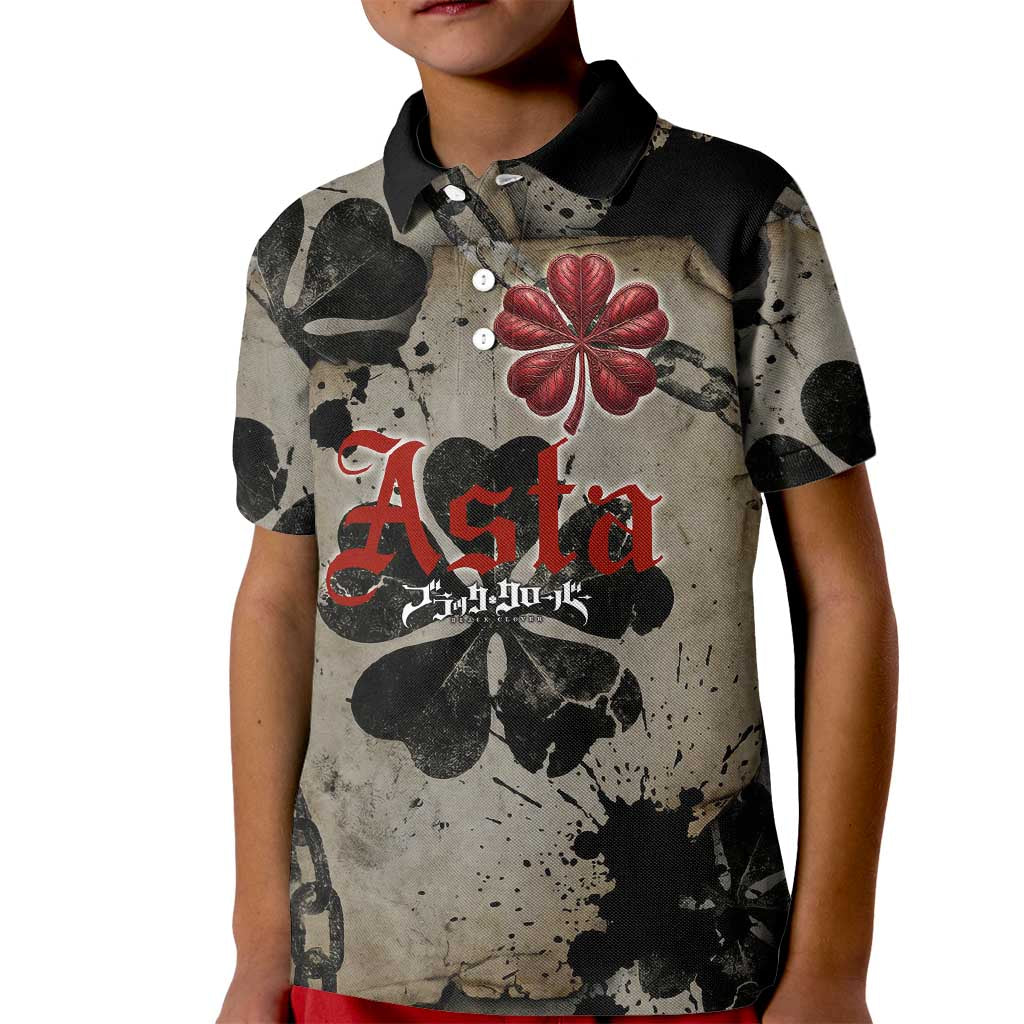 Asta Black Clover Kid Polo Shirt Grunge Anime Style with Gothic Clover Symbolism