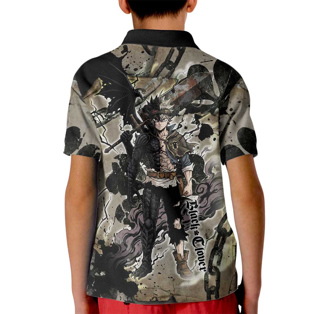 Asta Black Clover Kid Polo Shirt Grunge Anime Style with Gothic Clover Symbolism