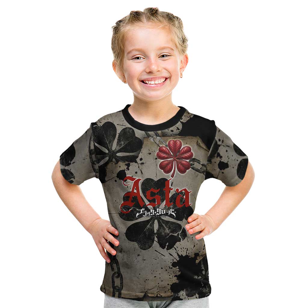 Asta Black Clover Kid T Shirt Grunge Anime Style with Gothic Clover Symbolism