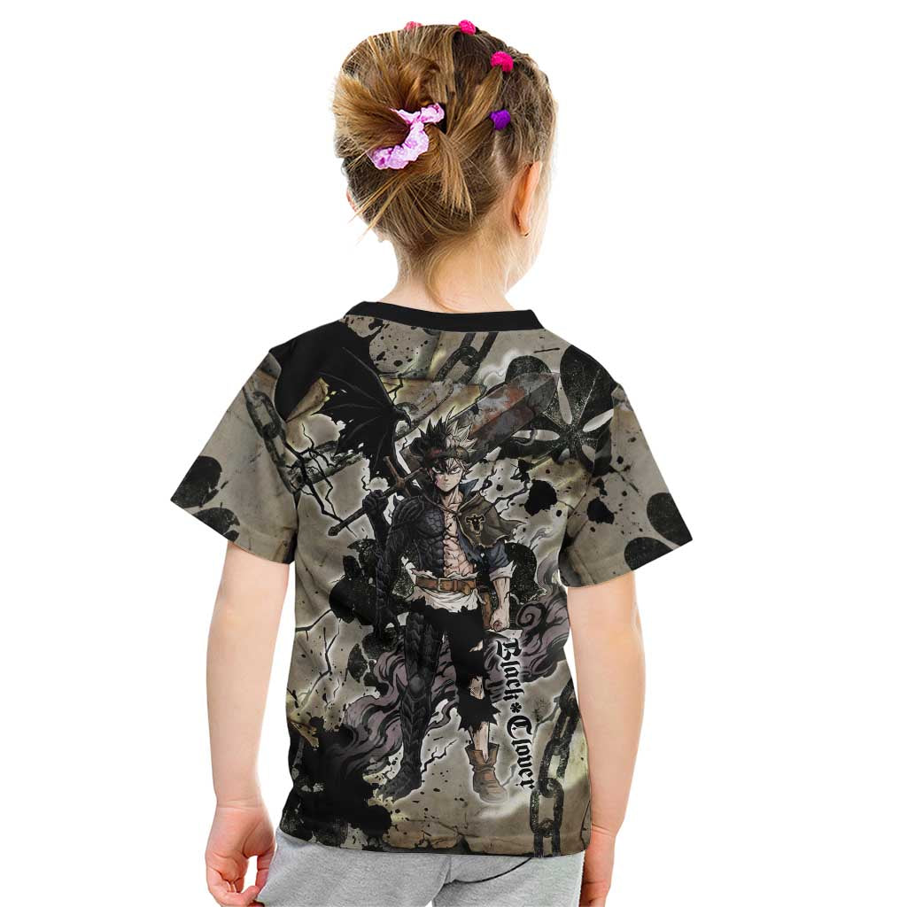 Asta Black Clover Kid T Shirt Grunge Anime Style with Gothic Clover Symbolism