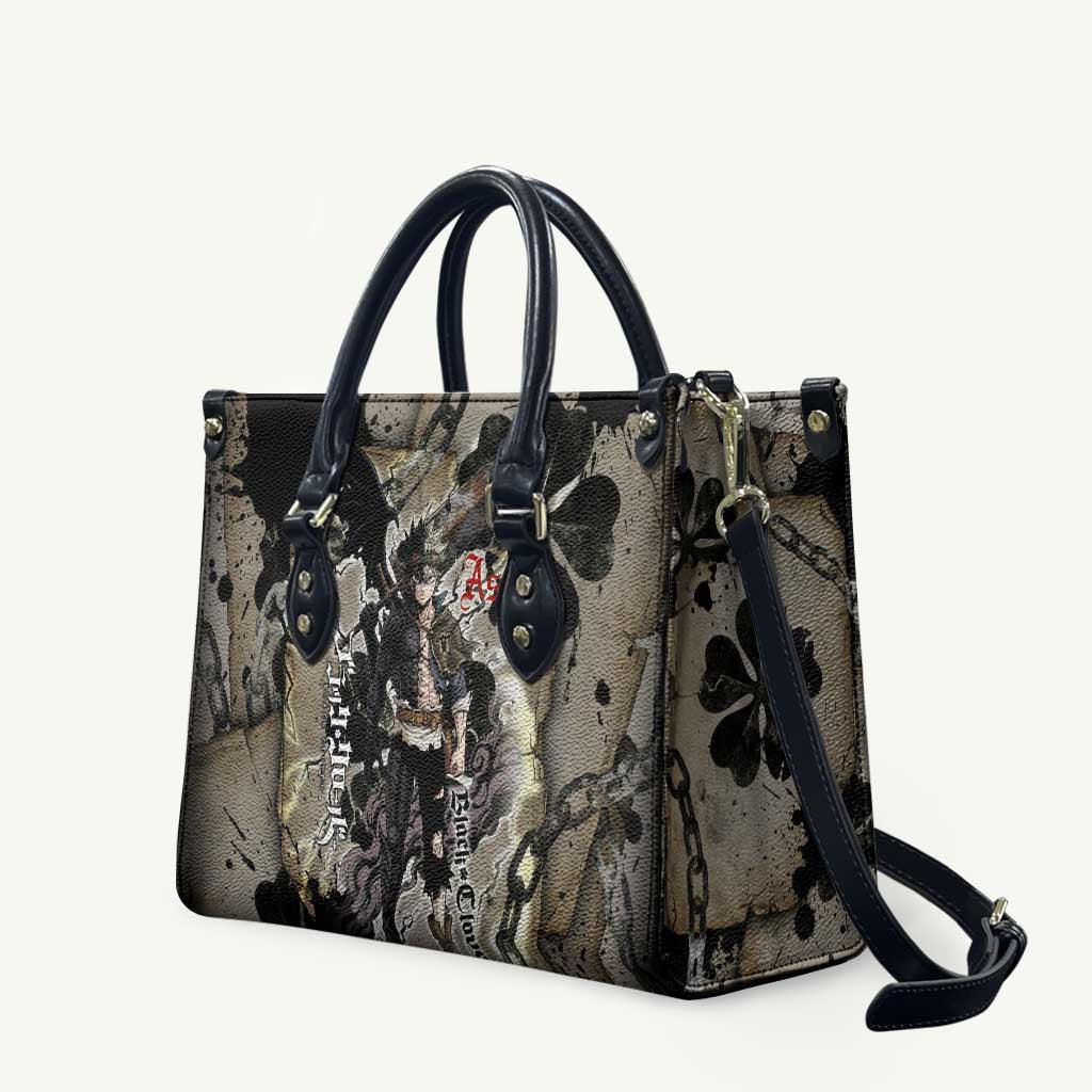 Asta Black Clover Leather Bag Grunge Anime Style with Gothic Clover Symbolism