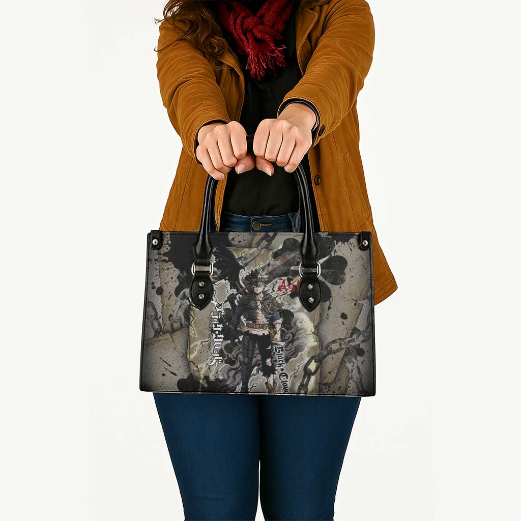 Asta Black Clover Leather Bag Grunge Anime Style with Gothic Clover Symbolism