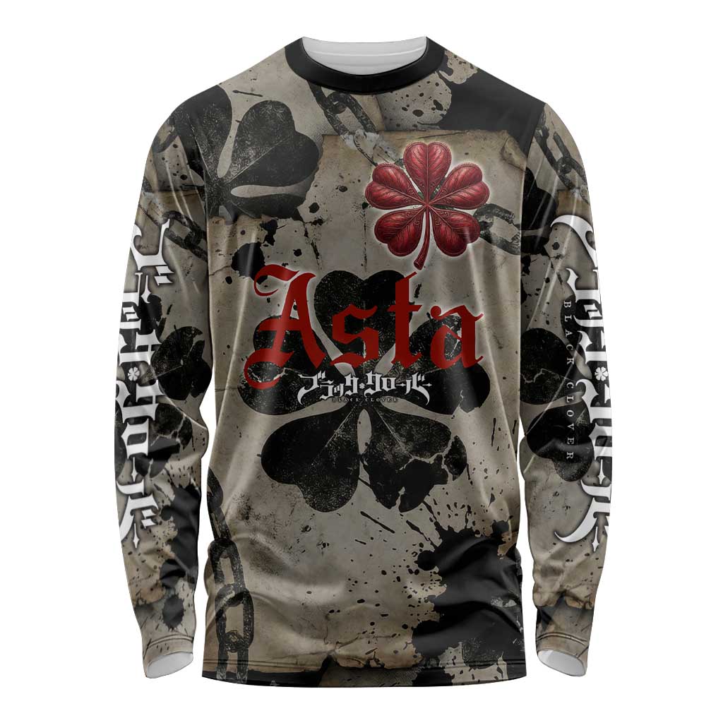 Asta Black Clover Long Sleeve Shirt Grunge Anime Style with Gothic Clover Symbolism