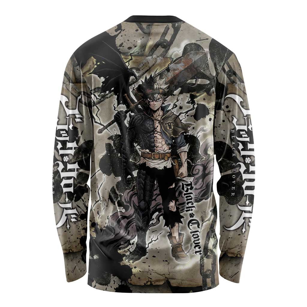 Asta Black Clover Long Sleeve Shirt Grunge Anime Style with Gothic Clover Symbolism