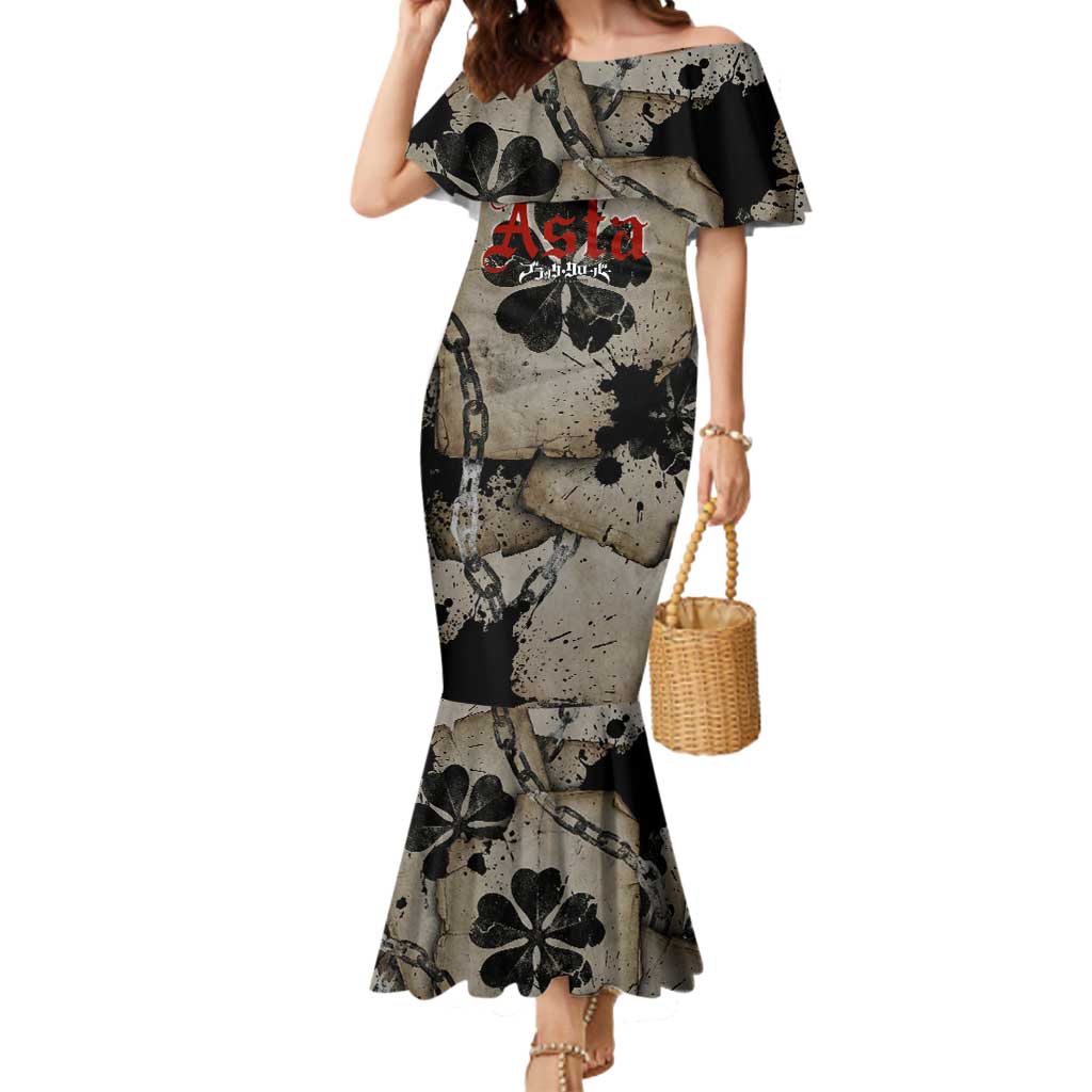 Asta Black Clover Mermaid Dress Grunge Anime Style with Gothic Clover Symbolism
