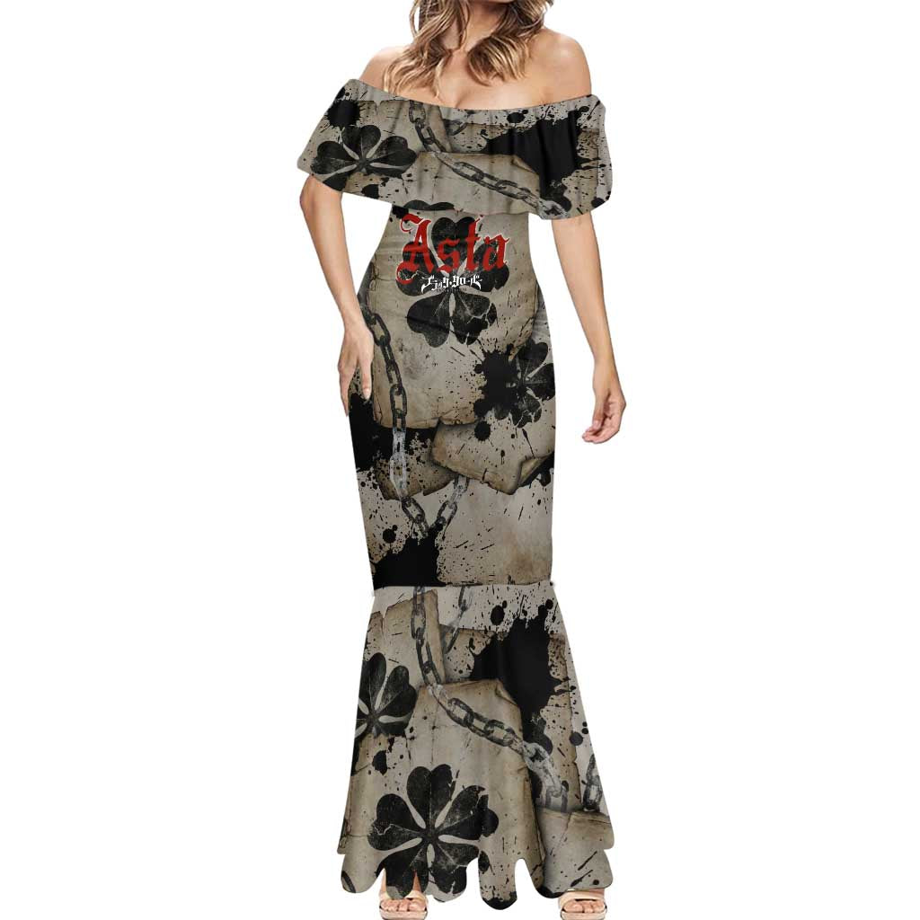 Asta Black Clover Mermaid Dress Grunge Anime Style with Gothic Clover Symbolism