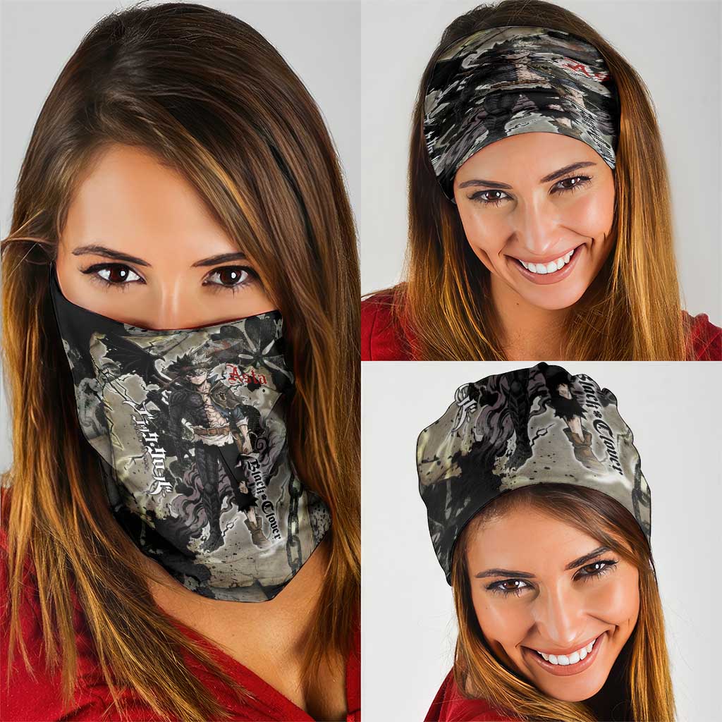 Asta Black Clover Neck Gaiter Grunge Anime Style with Gothic Clover Symbolism