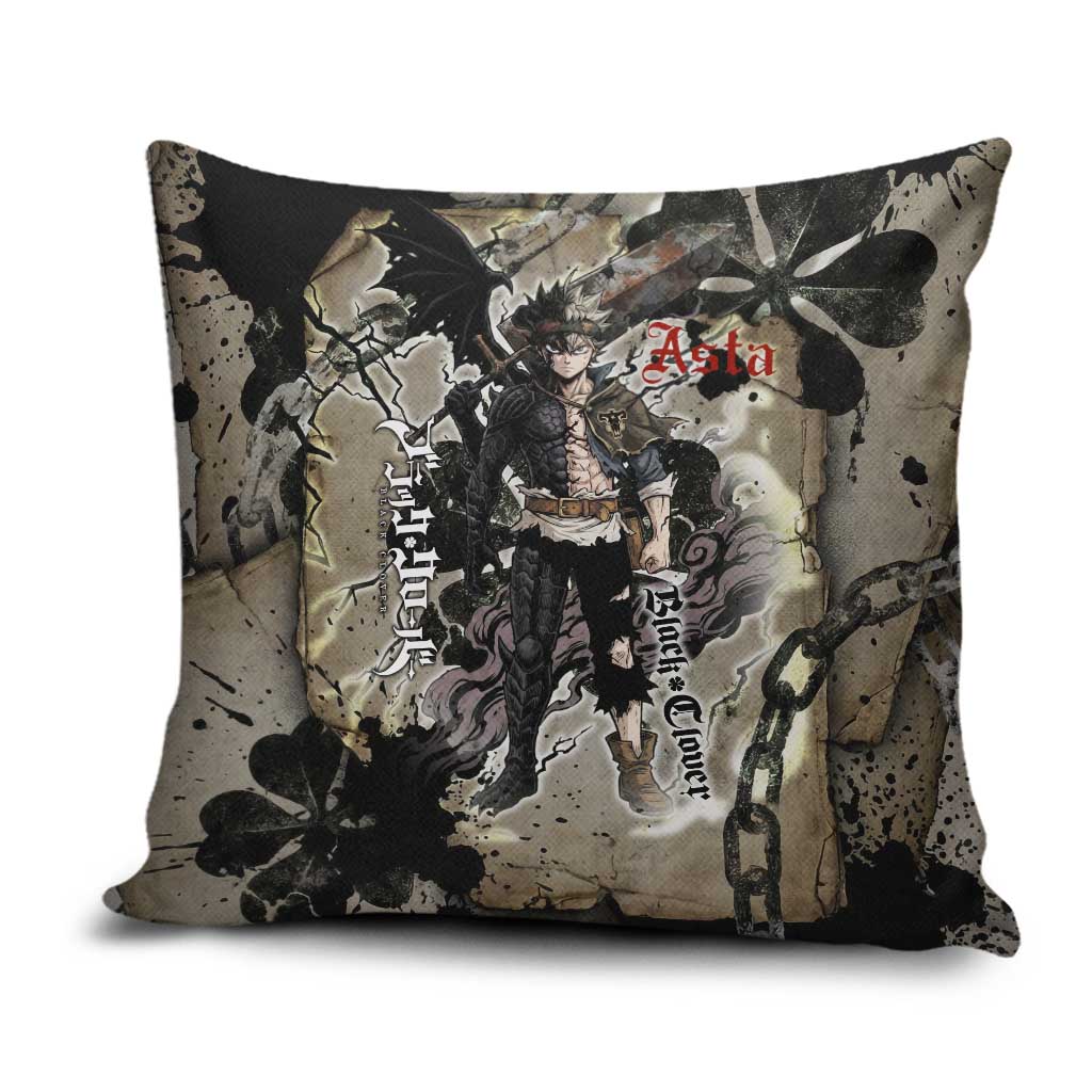 Asta Black Clover Pillow Cover Grunge Anime Style with Gothic Clover Symbolism