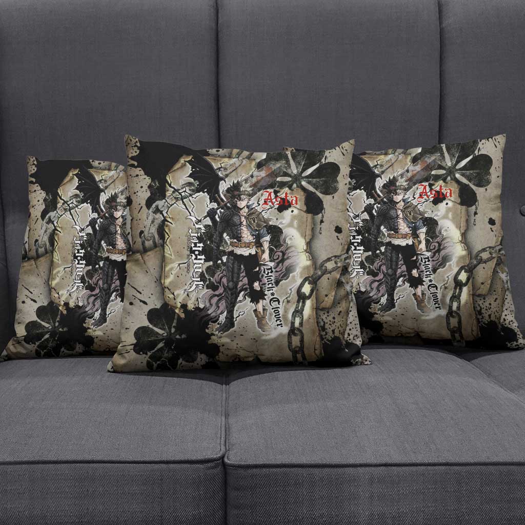 Asta Black Clover Pillow Cover Grunge Anime Style with Gothic Clover Symbolism