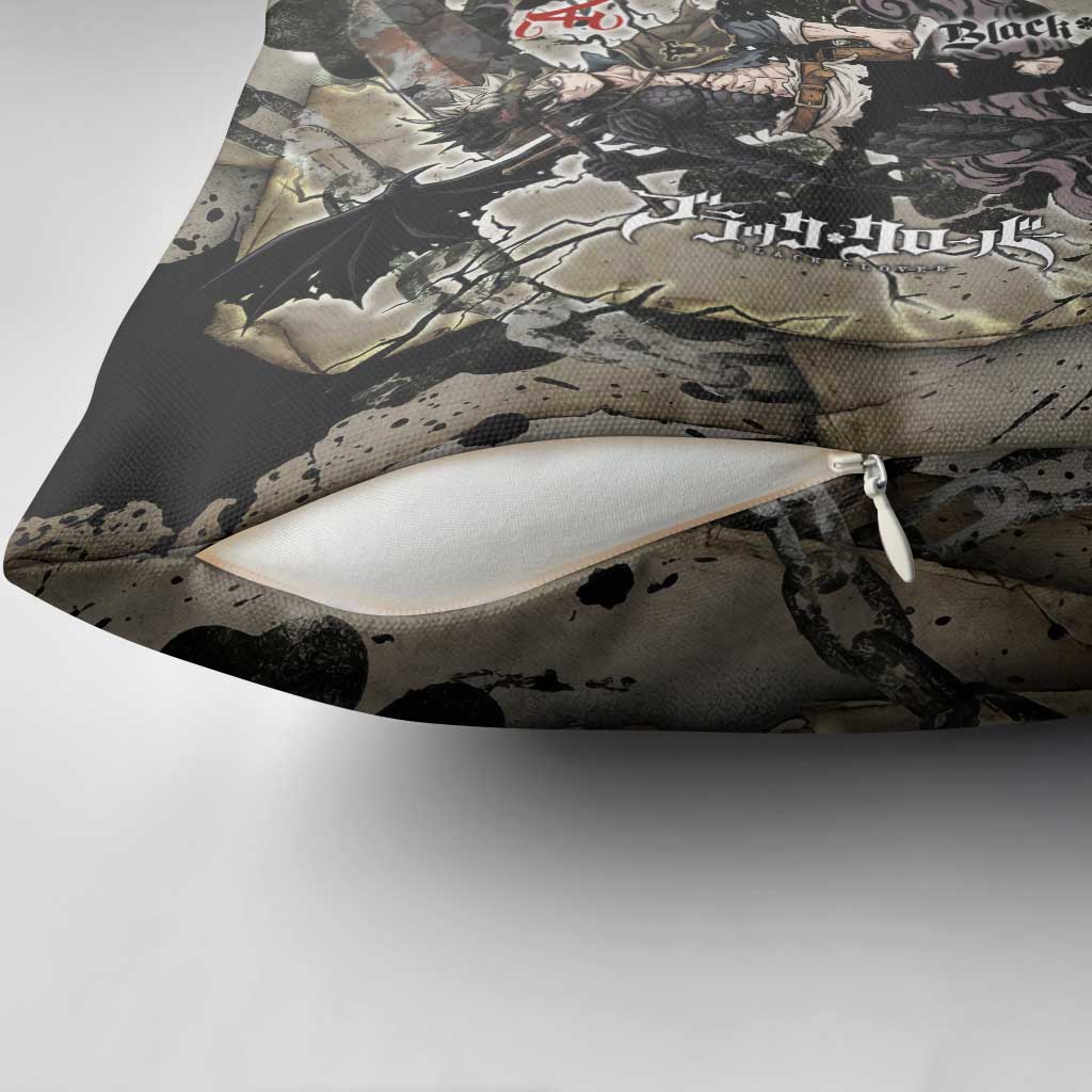 Asta Black Clover Pillow Cover Grunge Anime Style with Gothic Clover Symbolism