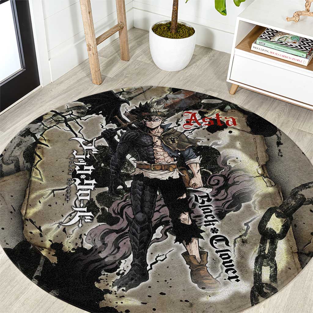 Asta Black Clover Round Carpet Grunge Anime Style with Gothic Clover Symbolism