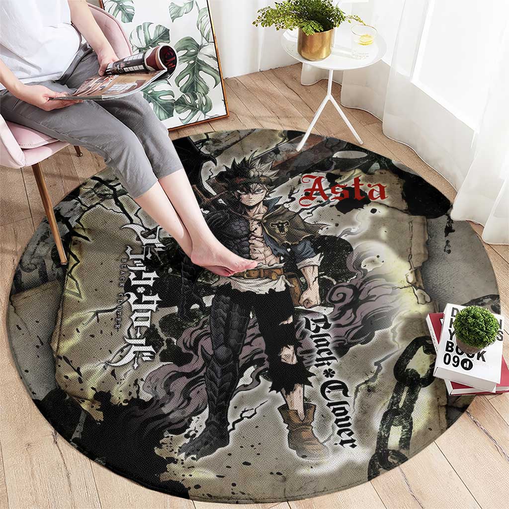 Asta Black Clover Round Carpet Grunge Anime Style with Gothic Clover Symbolism