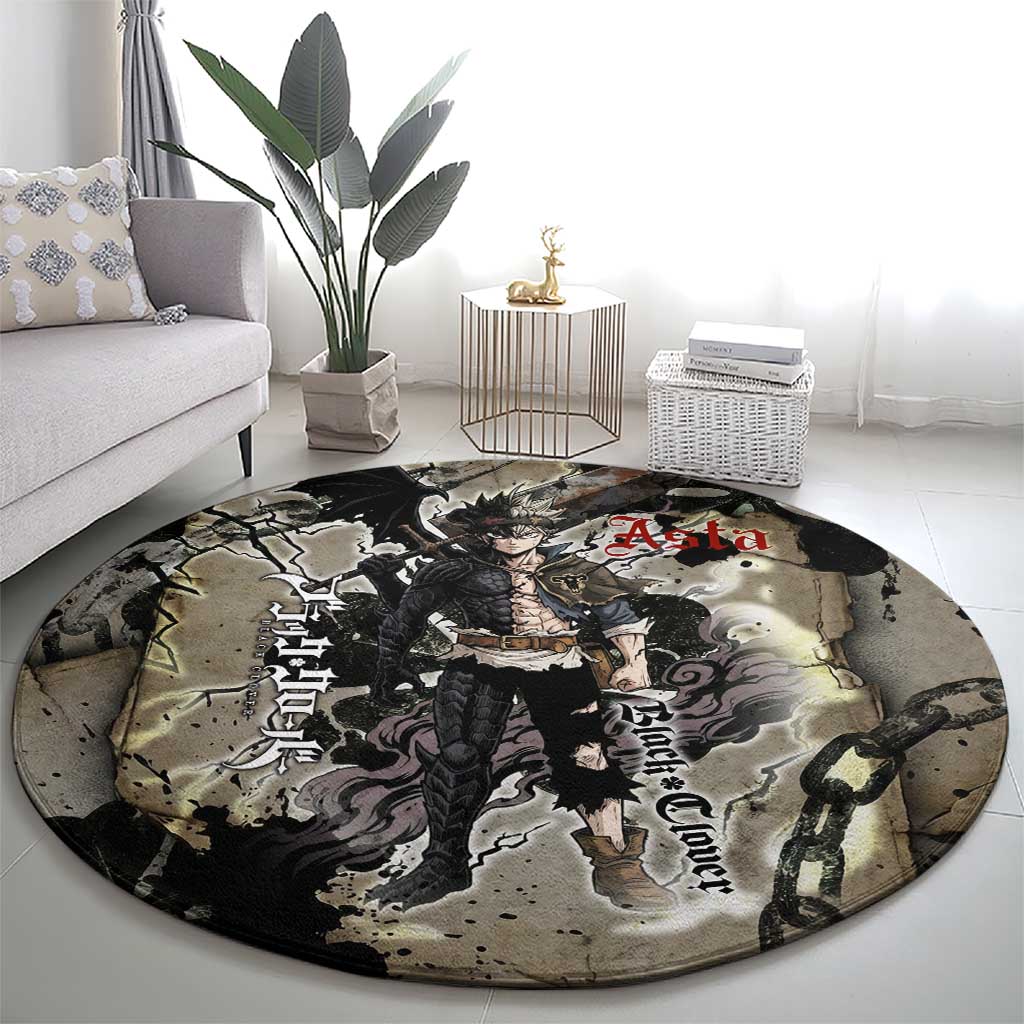 Asta Black Clover Round Carpet Grunge Anime Style with Gothic Clover Symbolism