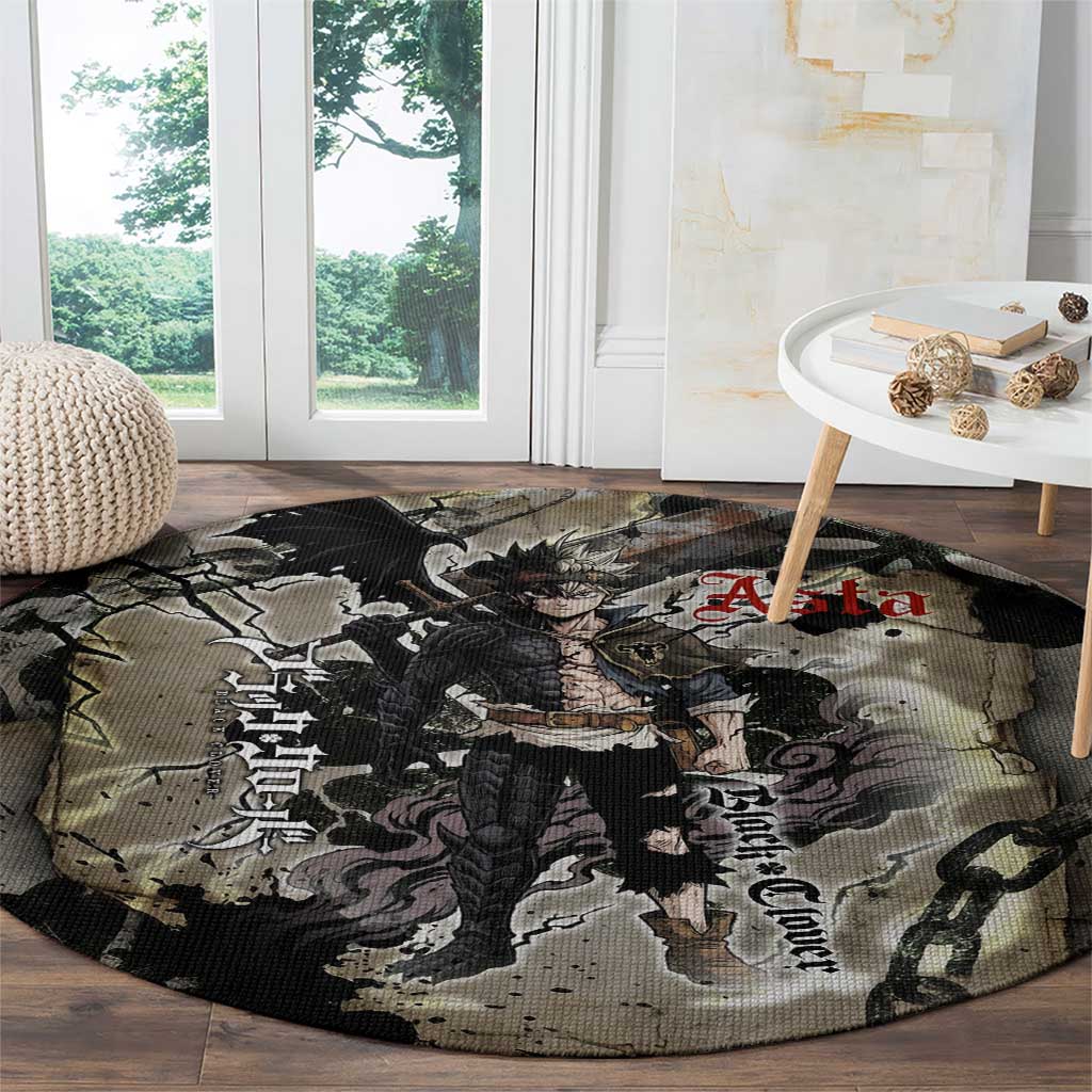 Asta Black Clover Round Carpet Grunge Anime Style with Gothic Clover Symbolism
