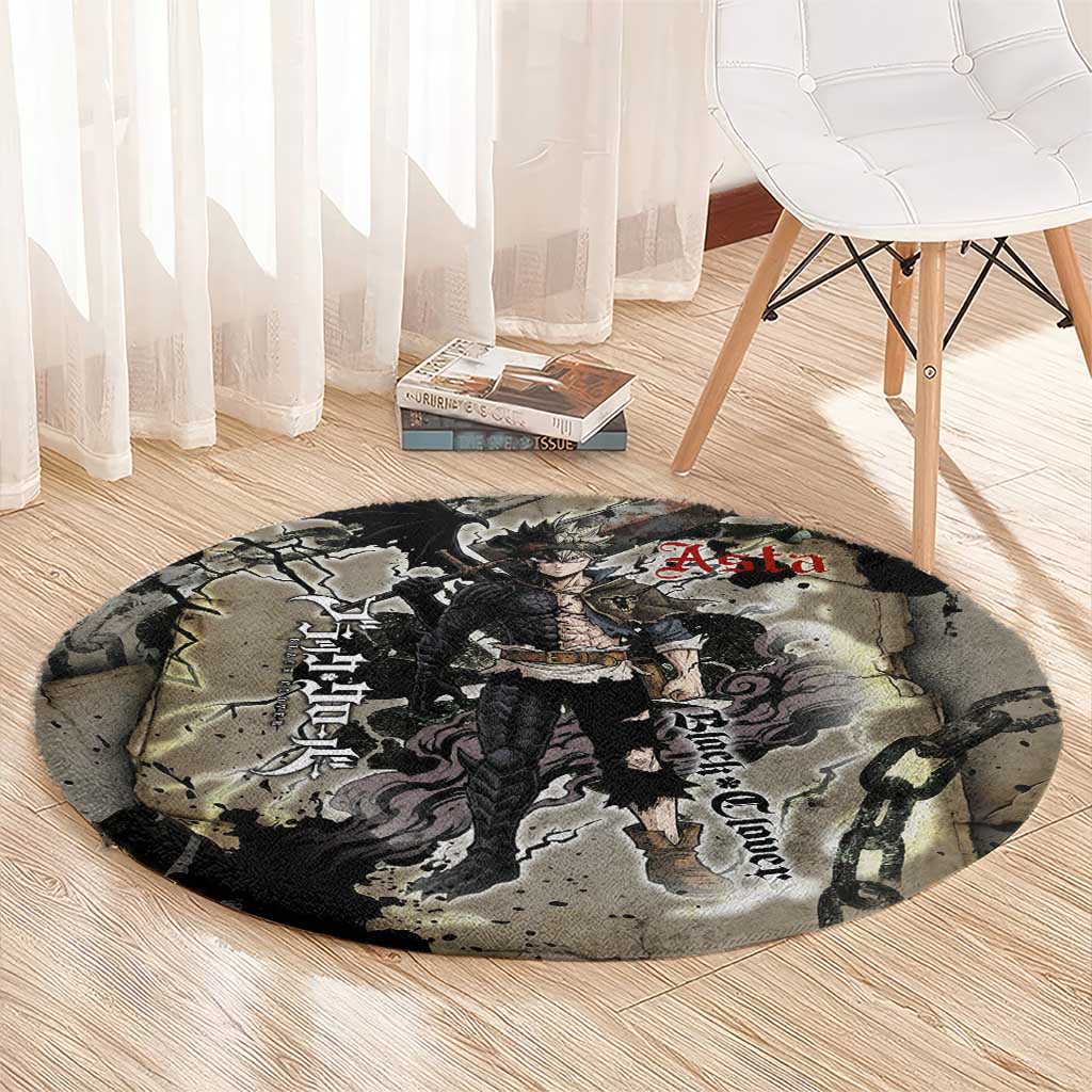 Asta Black Clover Round Carpet Grunge Anime Style with Gothic Clover Symbolism