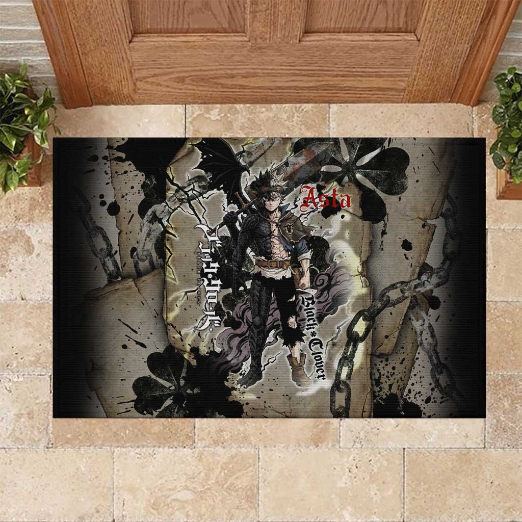 Asta Black Clover Rubber Doormat Grunge Anime Style with Gothic Clover Symbolism
