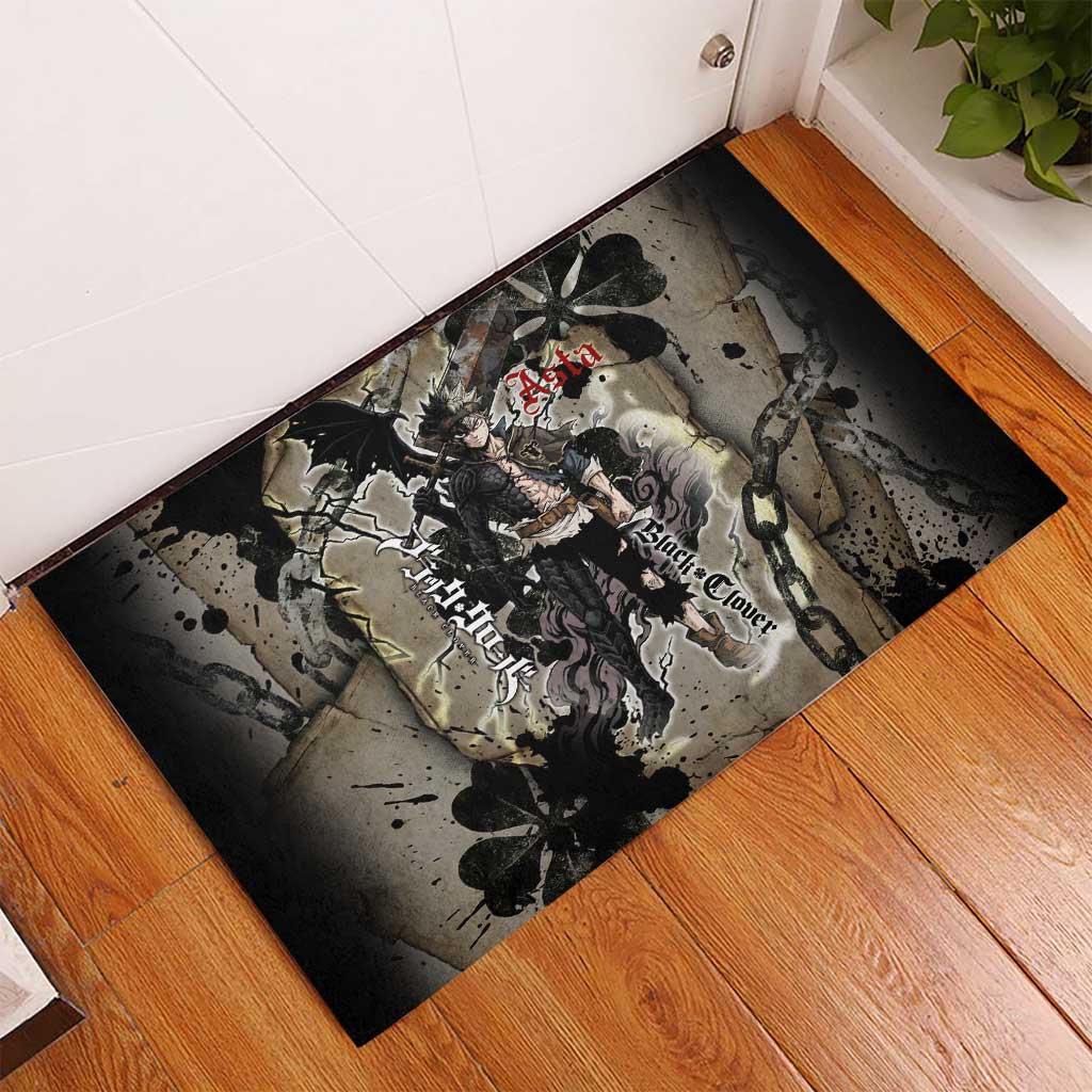 Asta Black Clover Rubber Doormat Grunge Anime Style with Gothic Clover Symbolism