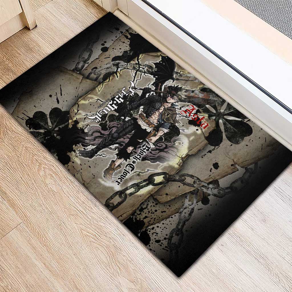Asta Black Clover Rubber Doormat Grunge Anime Style with Gothic Clover Symbolism