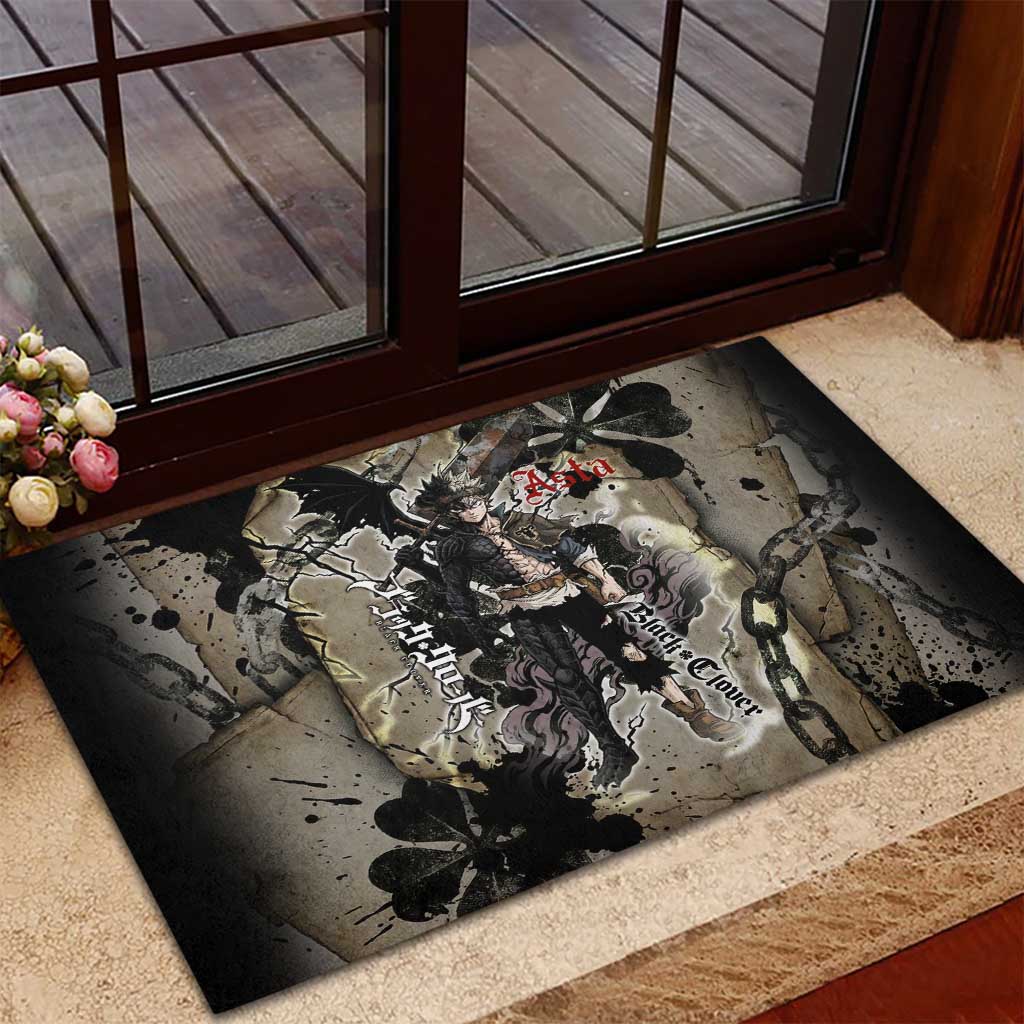 Asta Black Clover Rubber Doormat Grunge Anime Style with Gothic Clover Symbolism