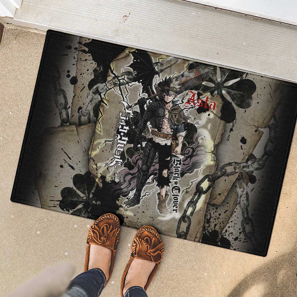 Asta Black Clover Rubber Doormat Grunge Anime Style with Gothic Clover Symbolism