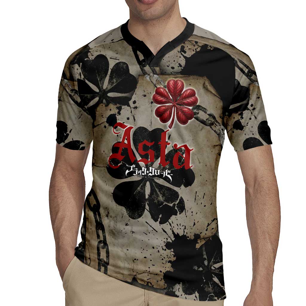 Asta Black Clover Rugby Jersey Grunge Anime Style with Gothic Clover Symbolism