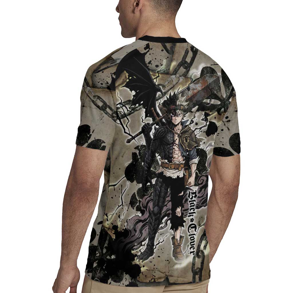 Asta Black Clover Rugby Jersey Grunge Anime Style with Gothic Clover Symbolism