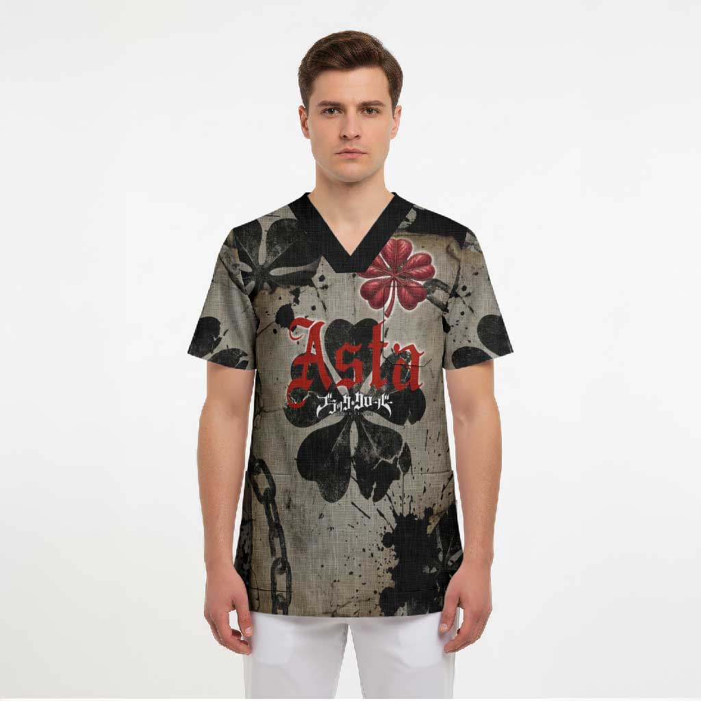 Asta Black Clover Scrub Top Grunge Anime Style with Gothic Clover Symbolism
