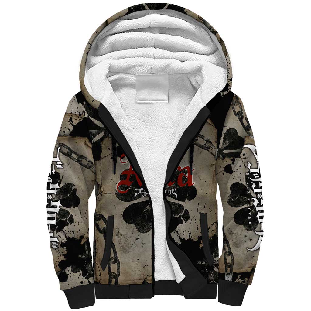 Asta Black Clover Sherpa Hoodie Grunge Anime Style with Gothic Clover Symbolism