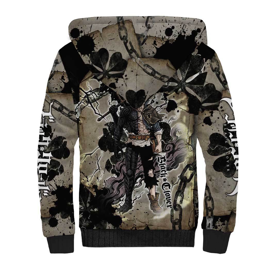 Asta Black Clover Sherpa Hoodie Grunge Anime Style with Gothic Clover Symbolism