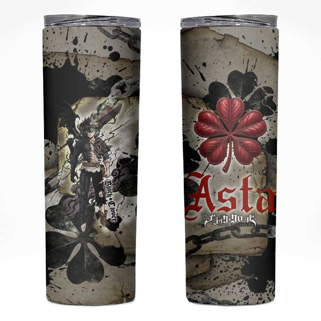 Asta Black Clover Skinny Tumbler Grunge Anime Style with Gothic Clover Symbolism