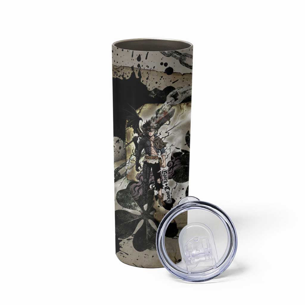 Asta Black Clover Skinny Tumbler Grunge Anime Style with Gothic Clover Symbolism