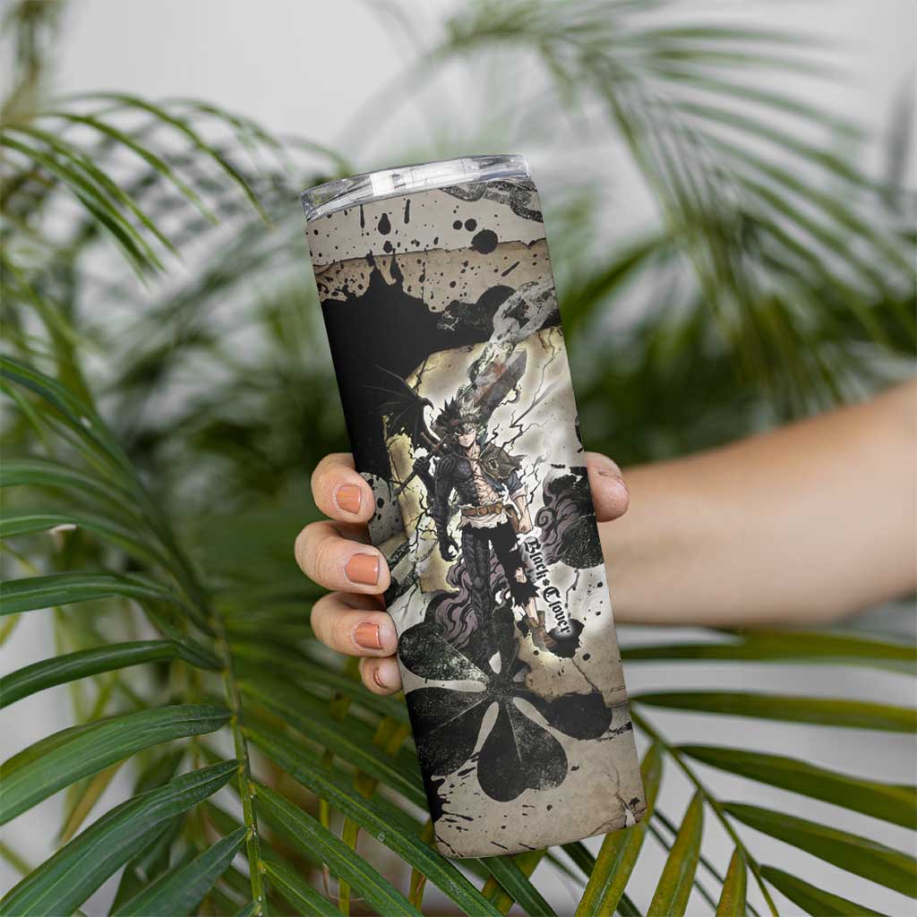 Asta Black Clover Skinny Tumbler Grunge Anime Style with Gothic Clover Symbolism