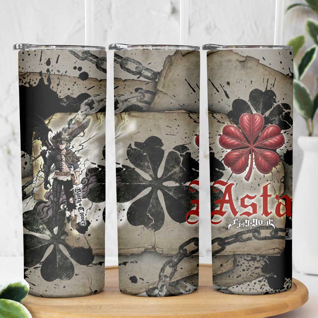 Asta Black Clover Skinny Tumbler Grunge Anime Style with Gothic Clover Symbolism