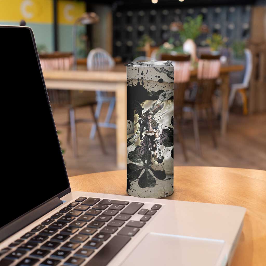 Asta Black Clover Skinny Tumbler Grunge Anime Style with Gothic Clover Symbolism